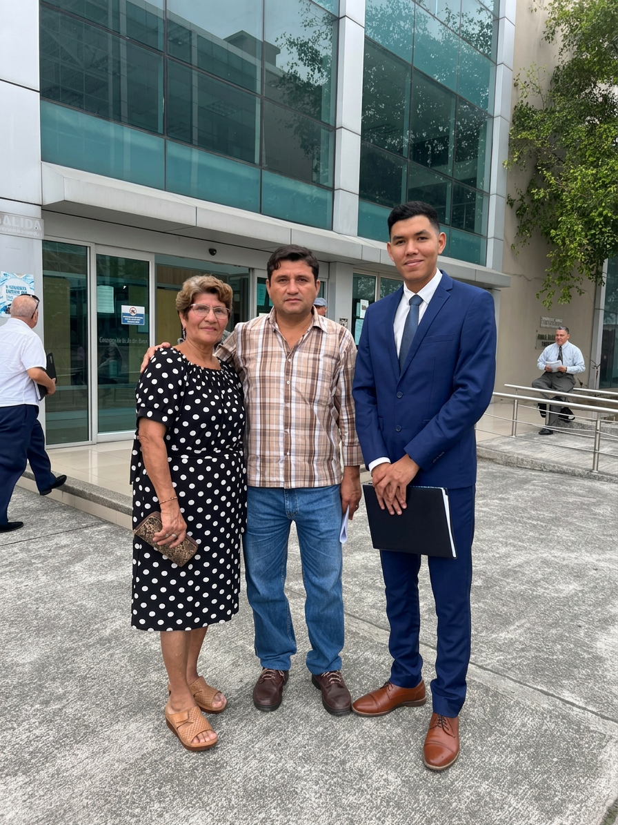 Acompañando a clientes tras audiencia en el Consejo de la Judicatura